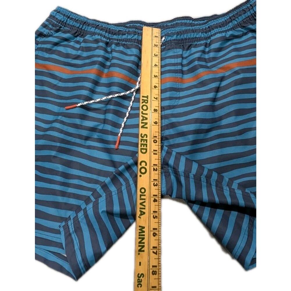 L.L. Bean Men’s Swim Trunks XXL Blue Teal Striped Drawstring Lined Pockets - Picture 11 of 12